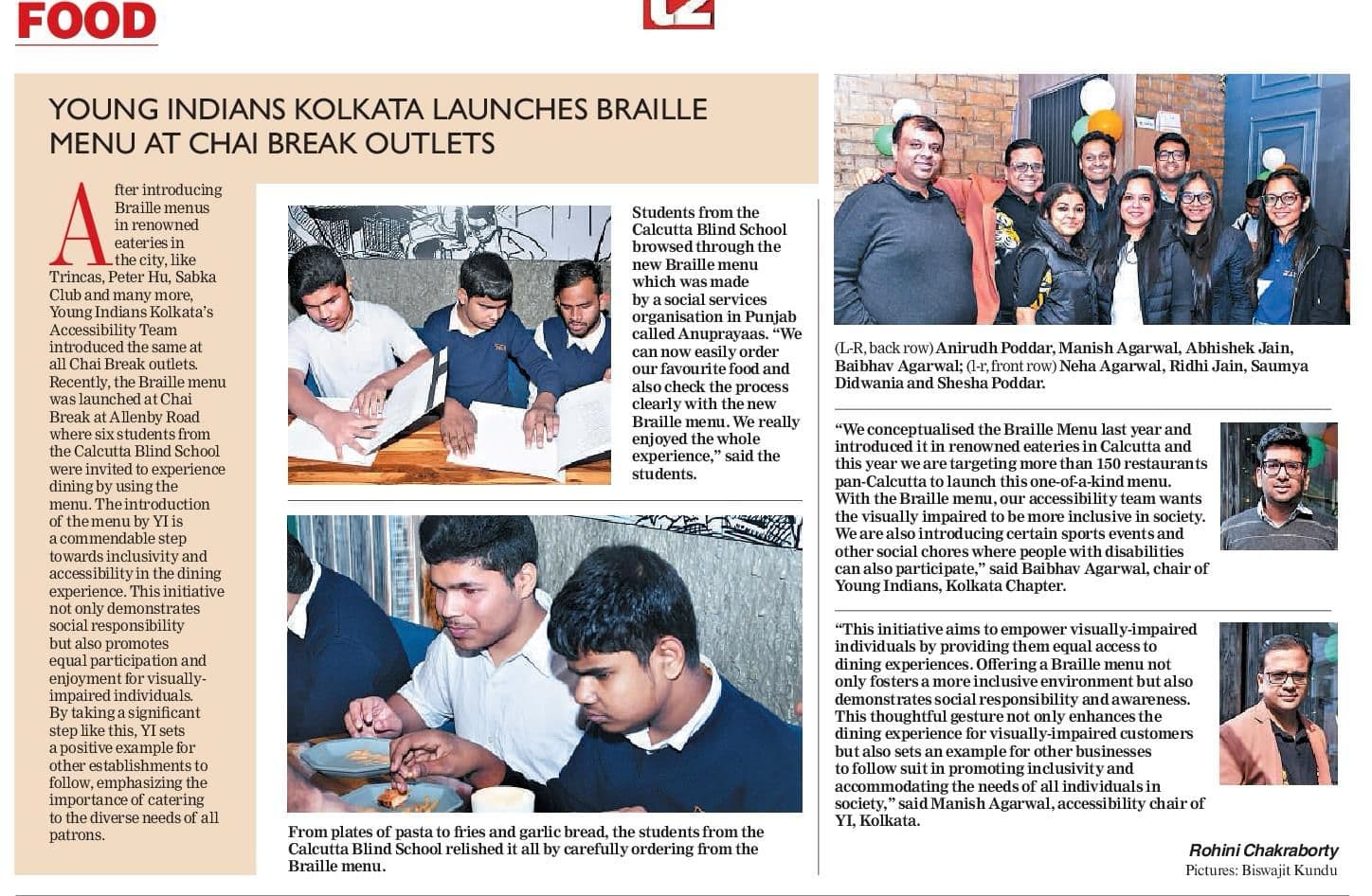 Yi24 | Accessibility Media Coverage - Chai Break Braille Menu Launch